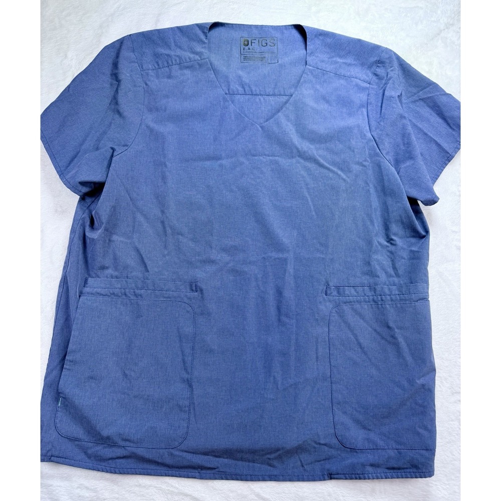 FIGS Casma Scrub Top V-Neck Short Sleeve Medical Nursing Heatherโ Indigo Blue XL